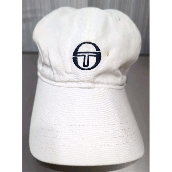 Sergio Tacchini Gilberto White Baseball Cap Adjustable Back. Small Mark On Front - Picture 1 of 12